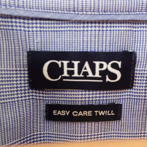 Chaps Shirt Men Size 2XL Cotton Casual Button Down Long Sleeve Pocket Twill Blue - Picture 2 of 9